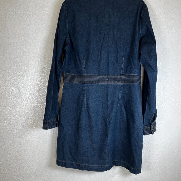 Denim‎ Chambray Knee Length Casual Button Front Dress Size Medium - Picture 6 of 8
